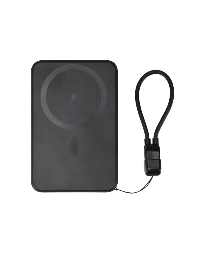 Power bank magnetico da 5000 mAh in plastica riciclata con lanyard SMART - cod. P124529