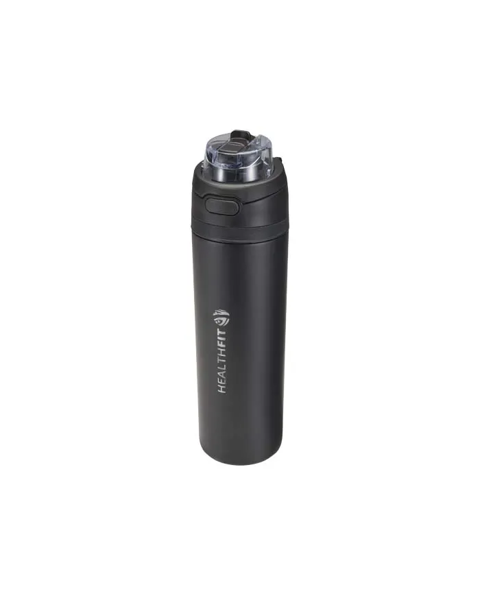 Borraccia in acciaio inossidabile a parete singola in materiale riciclato certificato RCS con tappo a doppia funz - cod. P100951