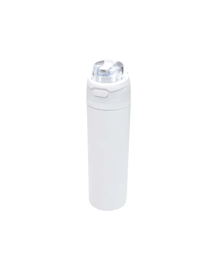 Borraccia in acciaio inossidabile a parete singola in materiale riciclato certificato RCS con tappo a doppia funz - cod. P100951