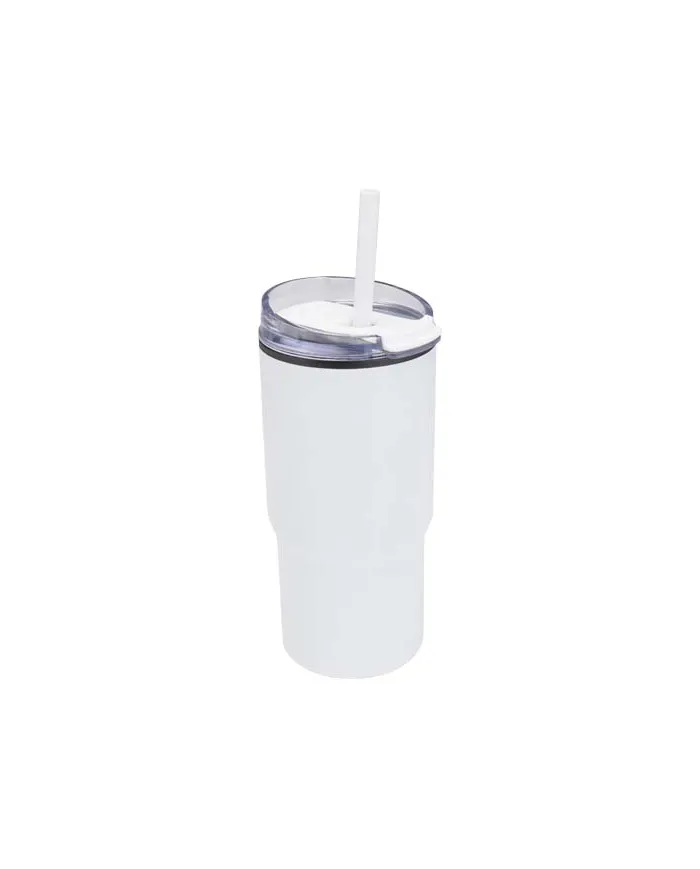 Bicchiere termico in materiale riciclato RCS a doppia parete con cannuccia da 540 ml Westin - cod. P100959