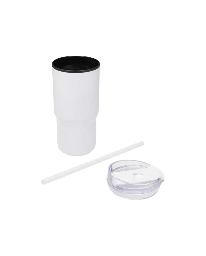 Bicchiere termico in materiale riciclato RCS a doppia parete con cannuccia da 540 ml Westin - cod. P100959
