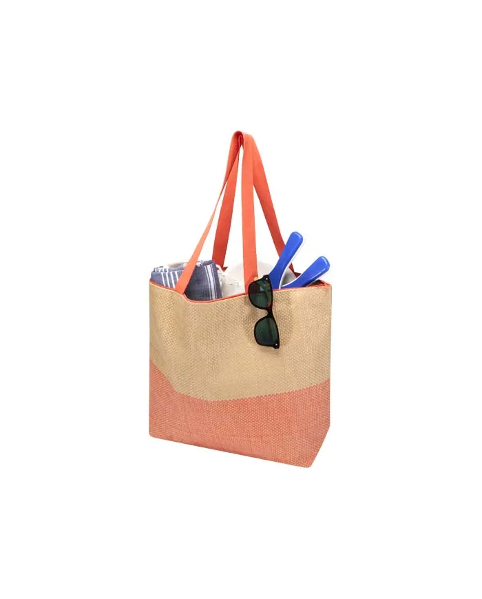 Borsa tote grande in carta paglia con cerniera Rhythm - 21L - cod. P130156