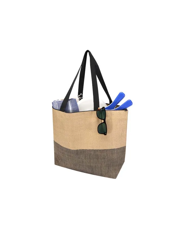 Borsa tote grande in carta paglia con cerniera Rhythm - 21L - cod. P130156