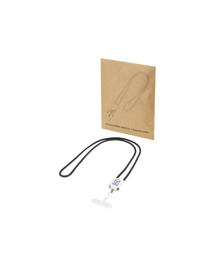 Cavo di ricarica 5-in-1 65W con lanyard in plastica riciclata Ion - cod. P124523