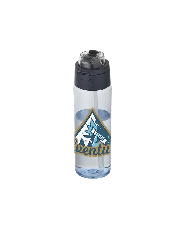 Borraccia in plastica riciclata RCS con tappo a doppia funzione e cannuccia a scatto da 700 ml Theron - cod. P100950