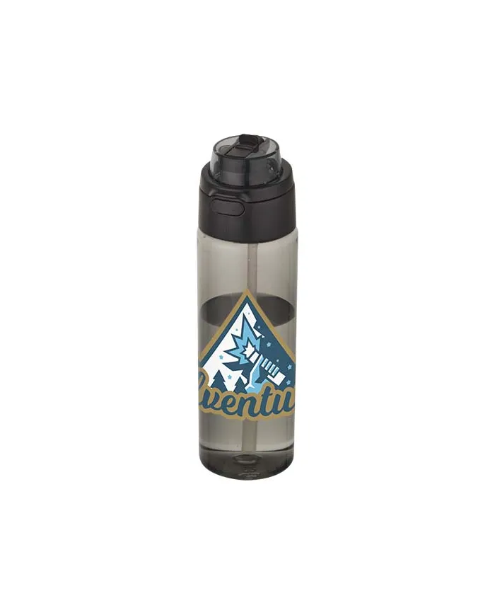 Borraccia in plastica riciclata RCS con tappo a doppia funzione e cannuccia a scatto da 700 ml Theron - cod. P100950