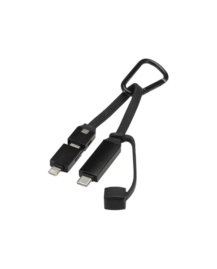 Cavo di ricarica da 65 W 3 in 1 in alluminio riciclato con moschettone Algieba - cod. P124497