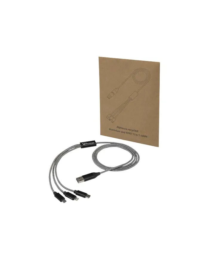 Cavo di ricarica 5 in 1 in alluminio riciclato e RPET Alphecca - cod. P124492