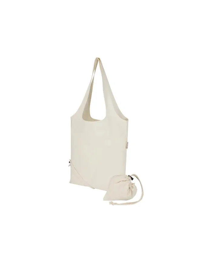 Borsa tote pieghevole in misto cotone riciclato certificato GRS da 140 g/m² Madras Blend- 7L - cod. P120805