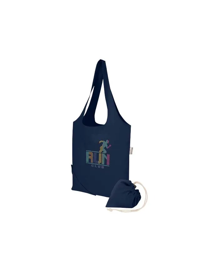 Borsa tote pieghevole in misto cotone riciclato certificato GRS da 140 g/m² Madras Blend- 7L - cod. P120805