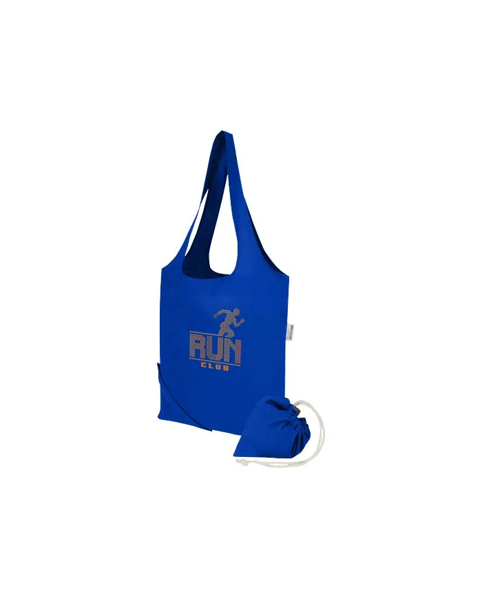 Borsa tote pieghevole in misto cotone riciclato certificato GRS da 140 g/m² Madras Blend- 7L - cod. P120805