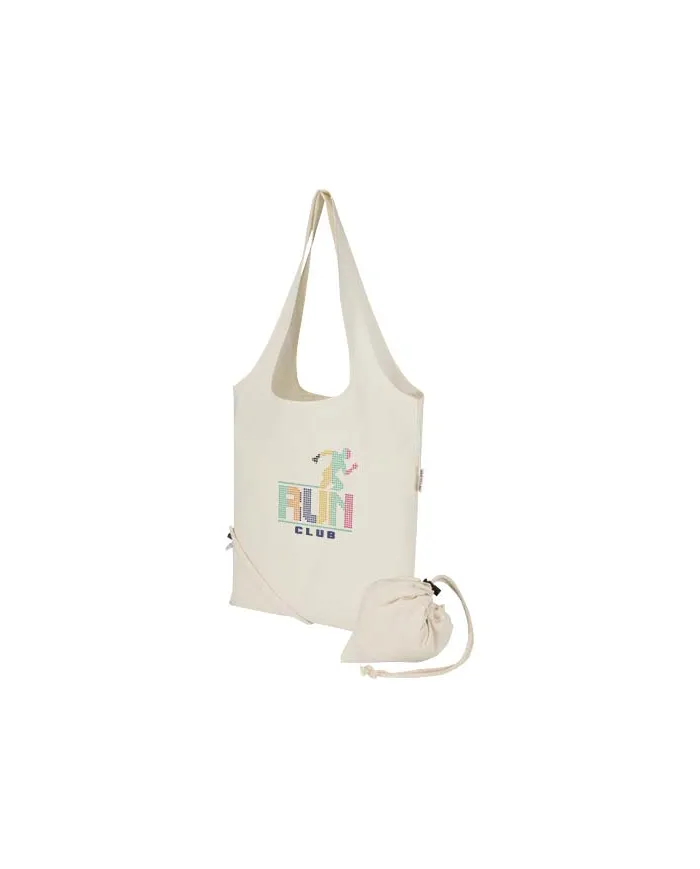 Borsa tote pieghevole in misto cotone riciclato certificato GRS da 140 g/m² Madras Blend- 7L - cod. P120805