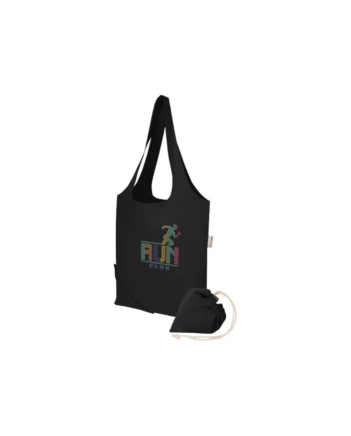 Borsa tote pieghevole in misto cotone riciclato certificato GRS da 140 g/m² Madras Blend- 7L - cod. P120805