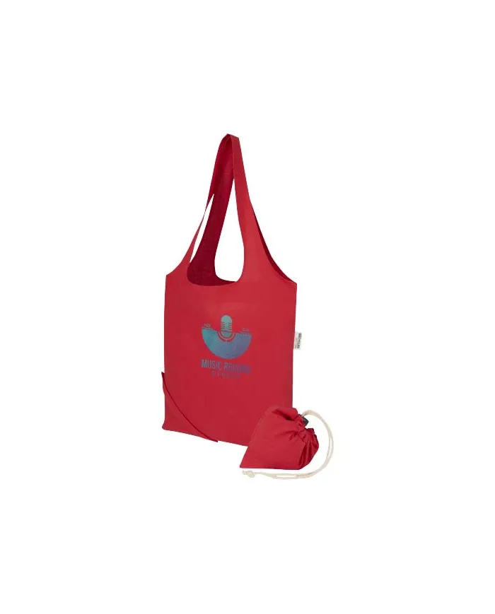 Borsa tote pieghevole in misto cotone riciclato certificato GRS da 140 g/m² Madras Blend- 7L - cod. P120805