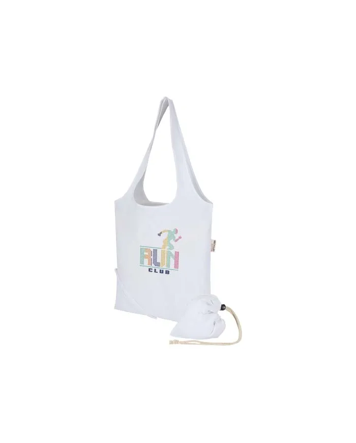 Borsa tote pieghevole in misto cotone riciclato certificato GRS da 140 g/m² Madras Blend- 7L - cod. P120805