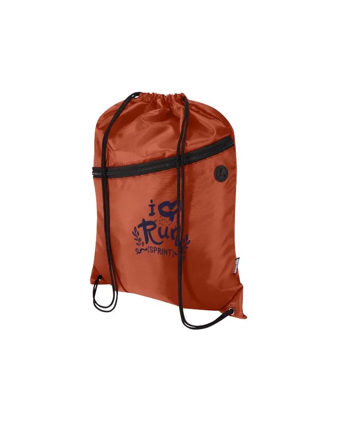 Borsa con coulisse in RPET con tasca frontale con cerniera Oriole - 5L - cod. P130145