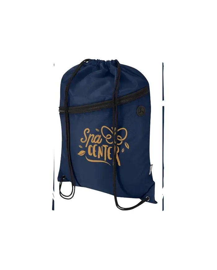 Borsa con coulisse in RPET con tasca frontale con cerniera Oriole - 5L - cod. P130145