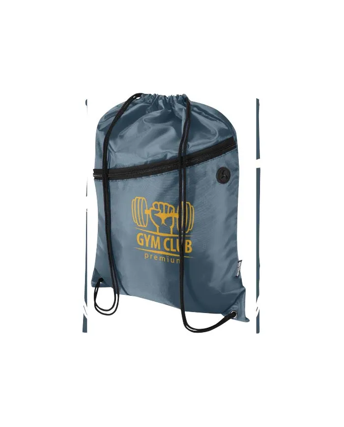 Borsa con coulisse in RPET con tasca frontale con cerniera Oriole - 5L - cod. P130145