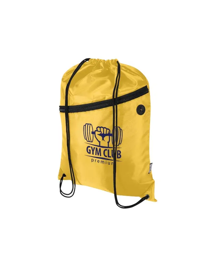 Borsa con coulisse in RPET con tasca frontale con cerniera Oriole - 5L - cod. P130145