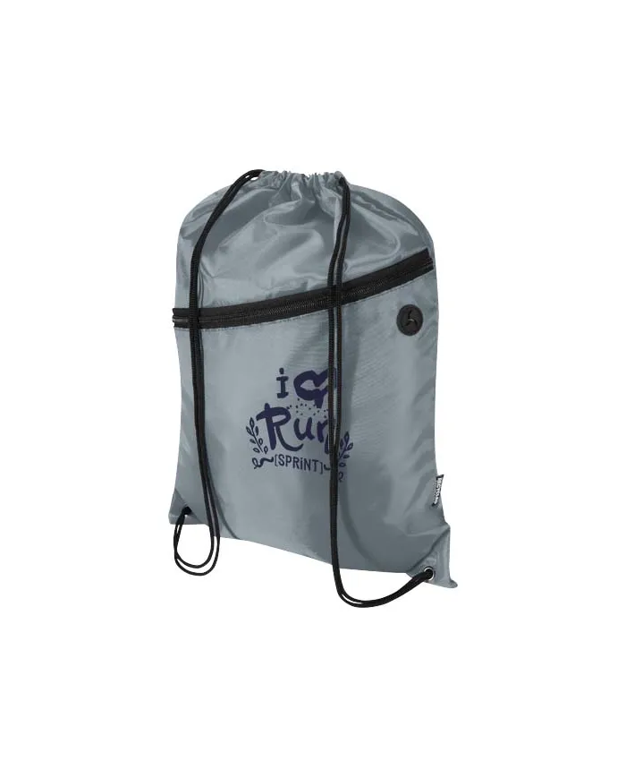 Borsa con coulisse in RPET con tasca frontale con cerniera Oriole - 5L - cod. P130145