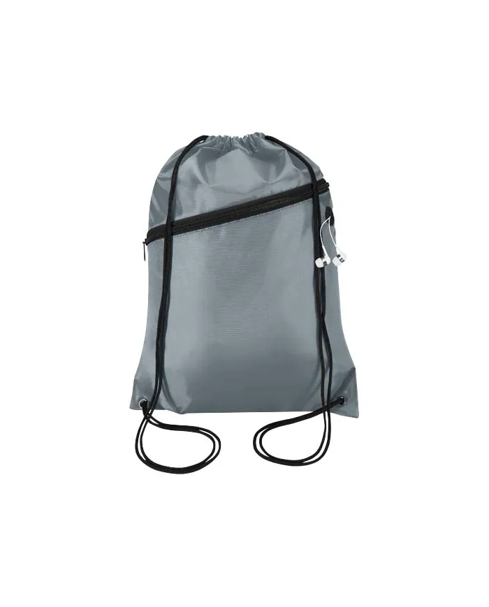 Borsa con coulisse in RPET con tasca frontale con cerniera Oriole - 5L - cod. P130145