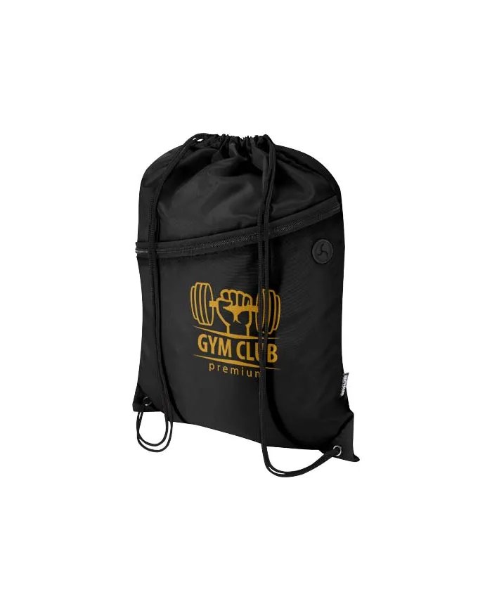 Borsa con coulisse in RPET con tasca frontale con cerniera Oriole - 5L - cod. P130145
