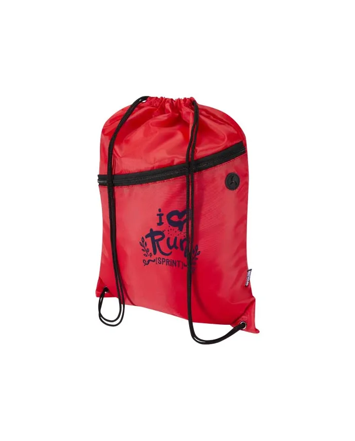 Borsa con coulisse in RPET con tasca frontale con cerniera Oriole - 5L - cod. P130145