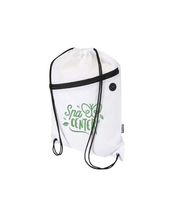 Borsa con coulisse in RPET con tasca frontale con cerniera Oriole - 5L - cod. P130145