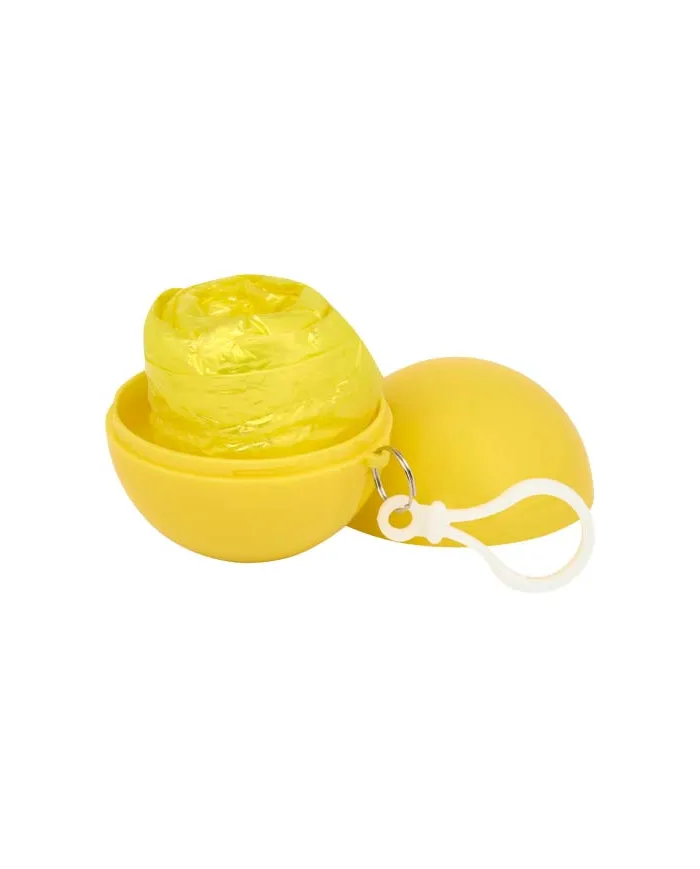 Poncho in contenitore rotondo di plastica con moschettone Fog - cod. P130164