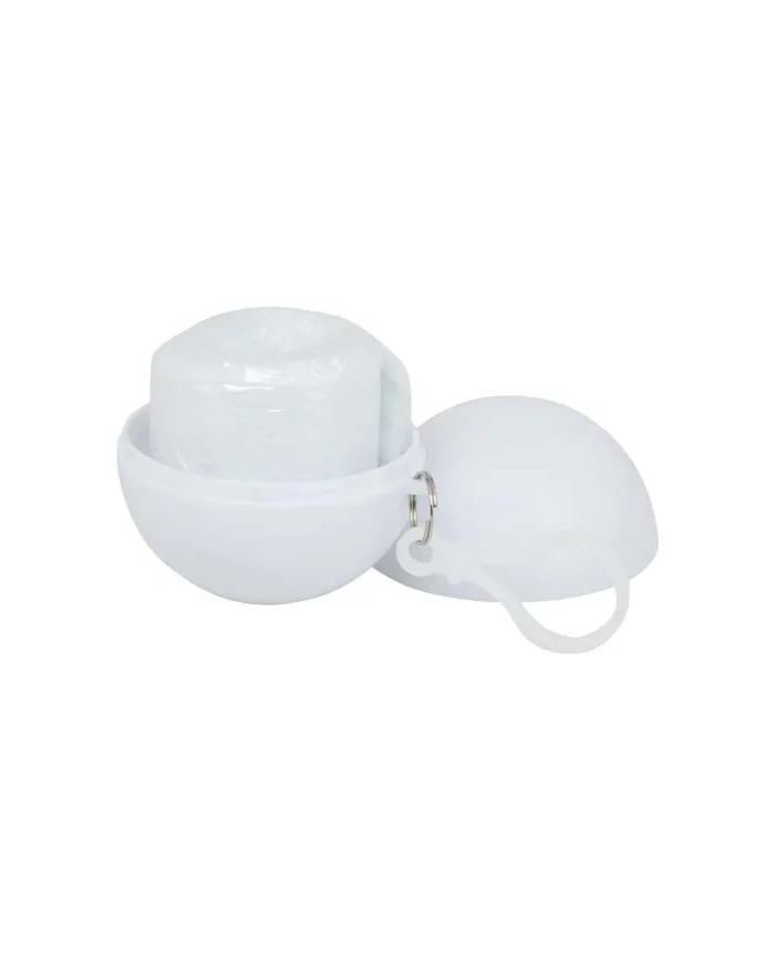 Poncho in contenitore rotondo di plastica con moschettone Fog - cod. P130164