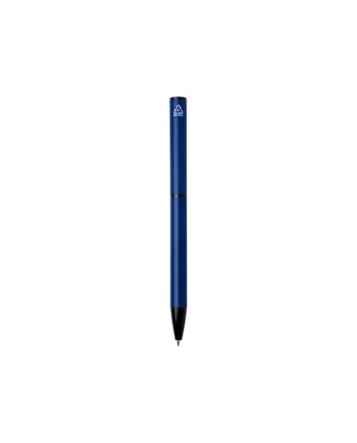 Penna a sfera a rotazione in alluminio riciclato Verton con ghiera (inchiostro blu) - cod. P107331