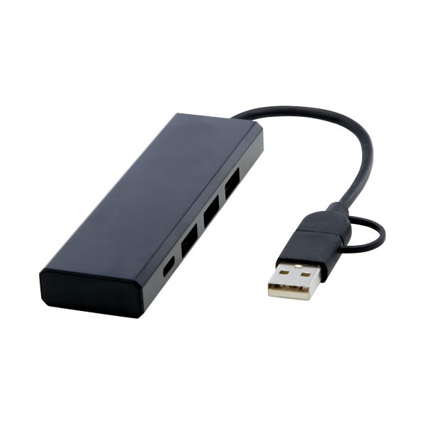 Hub USB 2.0 in alluminio riciclato RCS Rise - cod. P124344