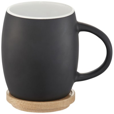 Tazza in ceramica Heart con coperchio in legno da 400 ml