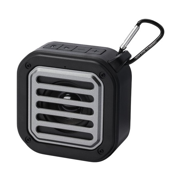 Speaker Bluetooth® IPX5 a ricarica solare in plastica riciclata RCS da 3 W con moschettone Solo  - cod. P124347