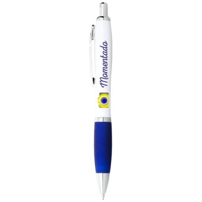 Penna a sfera con fusto bianco e impugnatura colorata Nash (inchiostro blu)