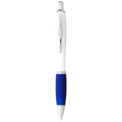 Penna a sfera con fusto bianco e impugnatura colorata Nash (inchiostro blu)