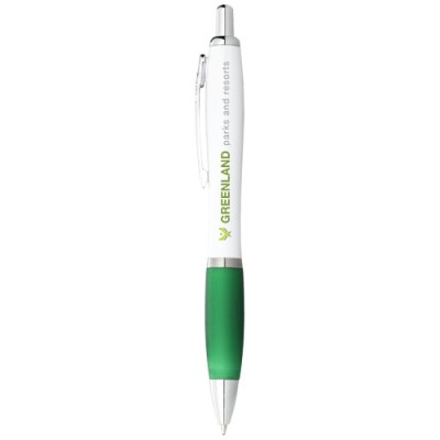 Penna a sfera con fusto bianco e impugnatura colorata Nash (inchiostro blu)