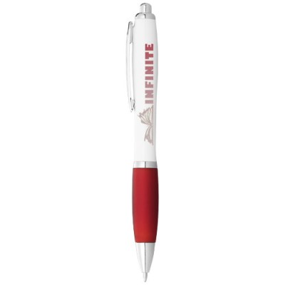 Penna a sfera con fusto bianco e impugnatura colorata Nash (inchiostro blu)