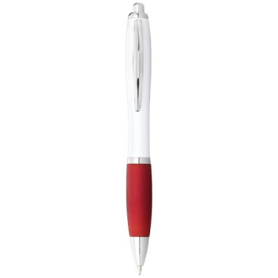 Penna a sfera con fusto bianco e impugnatura colorata Nash (inchiostro blu)