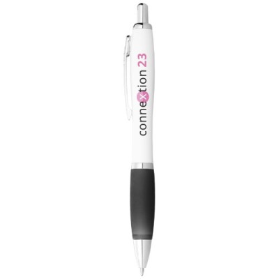 Penna a sfera con fusto bianco e impugnatura colorata Nash (inchiostro blu)