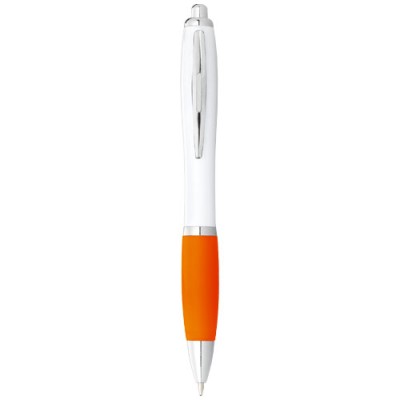 Penna a sfera con fusto bianco e impugnatura colorata Nash (inchiostro blu)