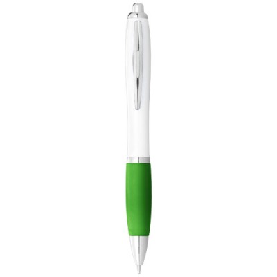 Penna a sfera con fusto bianco e impugnatura colorata Nash (inchiostro blu)