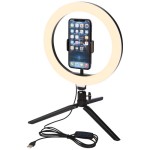 Anello luminoso con supporto per telefono e treppiede Studio
